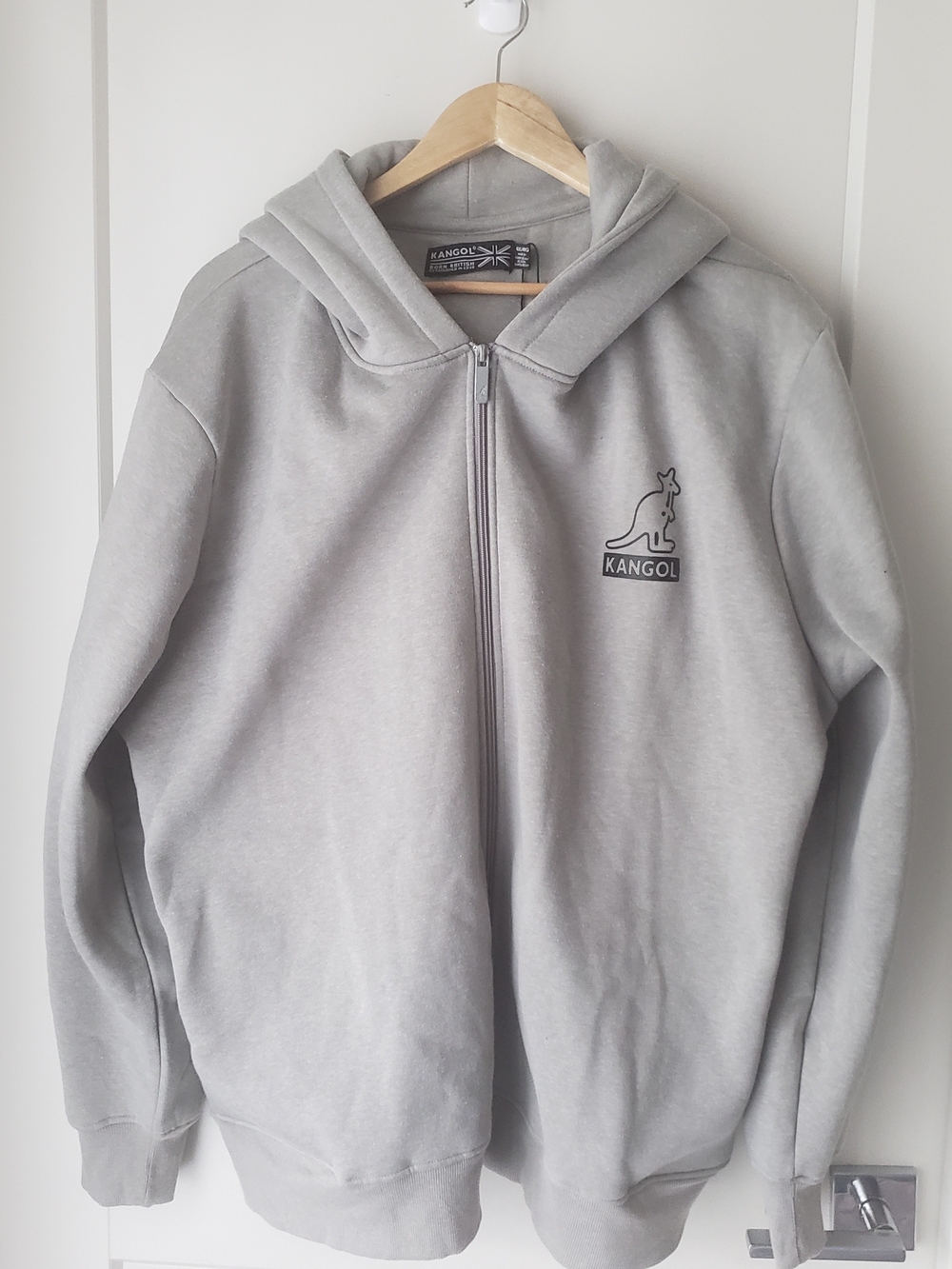 Kangol Grey Full-Zip Hoodie with Kangaroo Logo